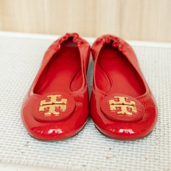 Tory Burch | Reva Red Leather Flats - Picture 1 of 3